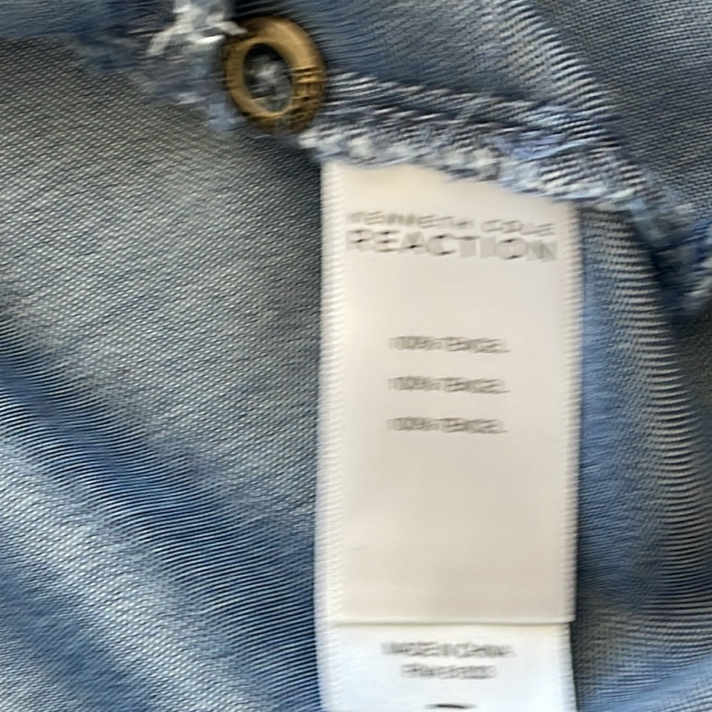 KennethCole Reaction Chambray Denim Belted Shirt Utility Dress Roll-Up Sleeves-S - Picture 11 of 11